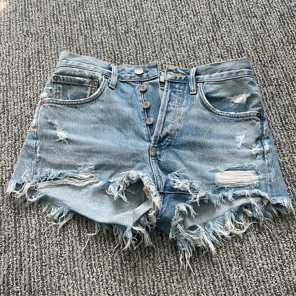 Agolde Cut Off Denim Shorts